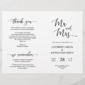 Wedding Ceremony Program, Elegant Script Black (Voorkant)
