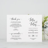 Wedding Ceremony Program, Elegant Script Black (Staand voorkant)