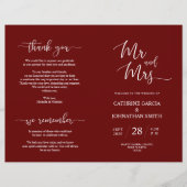 Wedding Ceremony Program, Elegant Script Burgundy (Voorkant)