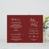 Wedding Ceremony Program, Elegant Script Burgundy (Staand voorkant)