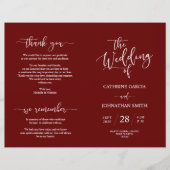 Wedding Ceremony Program, Elegant Script Burgundy (Voorkant)