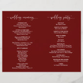 Wedding Ceremony Program, Elegant Script Burgundy (Achterkant)