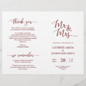 Wedding Ceremony Program, Elegant Script Burgundy (Voorkant)