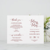Wedding Ceremony Program, Elegant Script Burgundy (Staand voorkant)