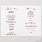Wedding Ceremony Program, Elegant Script Burgundy (Achterkant)