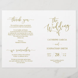 Wedding Ceremony Program, Elegant Script Gold