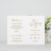 Wedding Ceremony Program, Elegant Script Gold (Staand voorkant)