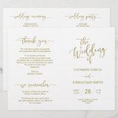 Wedding Ceremony Program, Elegant Script Gold (Voorkant / Achterkant)