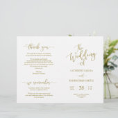 Wedding Ceremony Program, Elegant Script Gold (Staand voorkant)