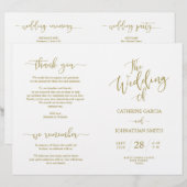 Wedding Ceremony Program, Elegant Script Gold (Voorkant / Achterkant)