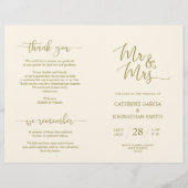 Wedding Ceremony Program, Elegant Script Gold (Voorkant)
