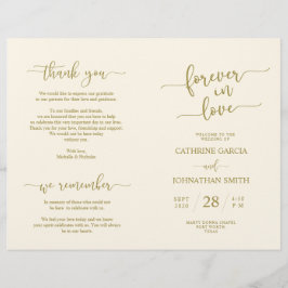 Wedding Ceremony Program, Elegant Script Gold