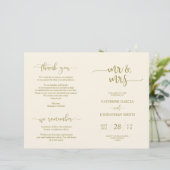 Wedding Ceremony Program, Elegant Script Gold (Staand voorkant)