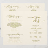 Wedding Ceremony Program, Elegant Script Gold (Voorkant / Achterkant)