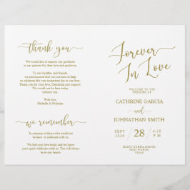 Wedding Ceremony Program, Elegant Script Gold