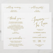 Wedding Ceremony Program, Elegant Script Gold (Voorkant / Achterkant)