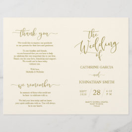 Wedding Ceremony Program, Elegant Script Gold
