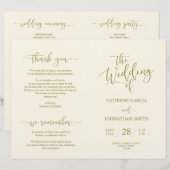 Wedding Ceremony Program, Elegant Script Gold (Voorkant / Achterkant)