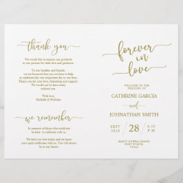 Wedding Ceremony Program, Elegant Script Gold
