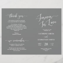 Wedding Ceremony Program, Elegant Script Grey