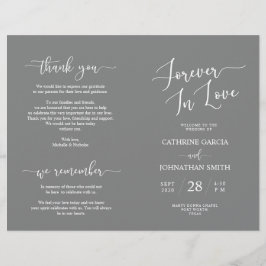 Wedding Ceremony Program, Elegant Script Grey