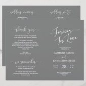 Wedding Ceremony Program, Elegant Script Grey (Voorkant / Achterkant)
