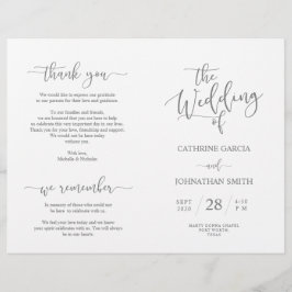 Wedding Ceremony Program, Elegant Script Grey