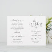 Wedding Ceremony Program, Elegant Script Grey (Staand voorkant)