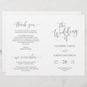 Wedding Ceremony Program, Elegant Script Grey (Voorkant / Achterkant)