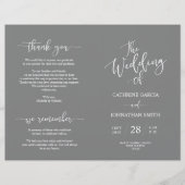 Wedding Ceremony Program, Elegant Script Grey (Voorkant)