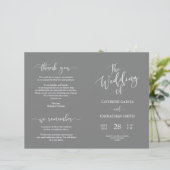 Wedding Ceremony Program, Elegant Script Grey (Staand voorkant)