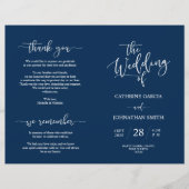 Wedding Ceremony Program, Elegant Script Navy Blue (Voorkant)