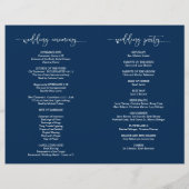 Wedding Ceremony Program, Elegant Script Navy Blue (Achterkant)