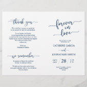 Wedding Ceremony Program, Elegant Script Navy Blue (Voorkant)