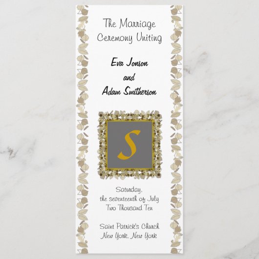 Wedding Ceremony Program Gold Leaf Programmakaart (Voorkant)