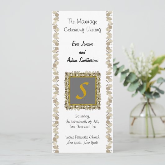 Wedding Ceremony Program Gold Leaf Programmakaart (Staand voorkant)