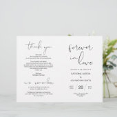 Wedding Ceremony Program, Modern Minimalist Black (Staand voorkant)
