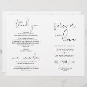 Wedding Ceremony Program, Modern Minimalist Black (Voorkant / Achterkant)