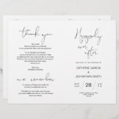 Wedding Ceremony Program, Modern Minimalist Black (Voorkant / Achterkant)
