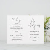 Wedding Ceremony Program, Modern Minimalist Black (Staand voorkant)
