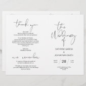 Wedding Ceremony Program, Modern Minimalist Black (Voorkant / Achterkant)