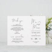 Wedding Ceremony Program, Modern Minimalist Black (Staand voorkant)
