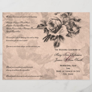 Wedding Ceremony Program Rozen Sepia