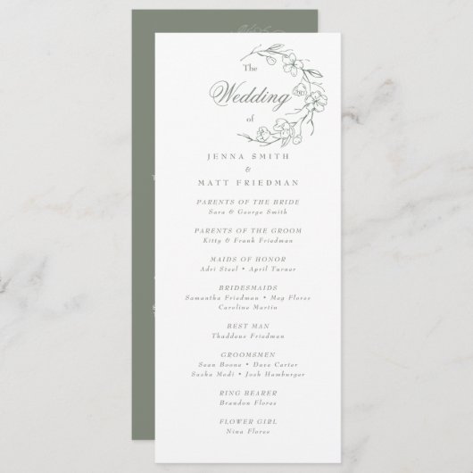 Wedding Ceremony-programma (Voorkant / Achterkant)