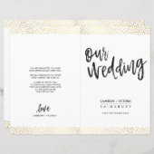 WEDDING CEREMONY PROGRAMMA borstel gouden confetti (Voorkant / Achterkant)