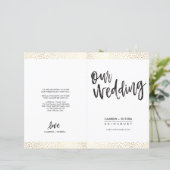 WEDDING CEREMONY PROGRAMMA borstel gouden confetti (Staand voorkant)