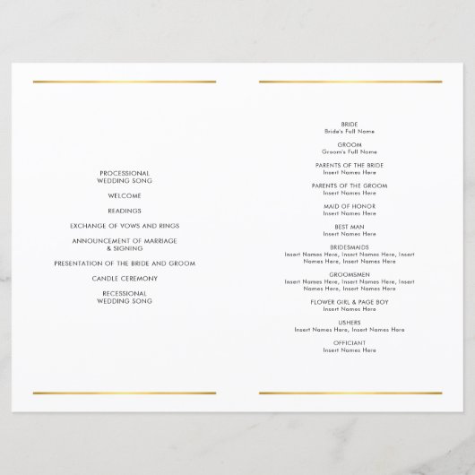 WEDDING CEREMONY-PROGRAMMA, eenvoudig met een hand (Achterkant)