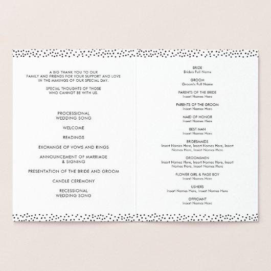 WEDDING CEREMONY-PROGRAMMA, eenvoudig met een hand Folie Kaarten (Binnen)