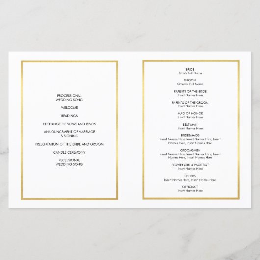 WEDDING CEREMONY PROGRAMMA geborsteld lijst van he (Achterkant)