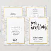 WEDDING CEREMONY PROGRAMMA Gold Grey marble (Voorkant / Achterkant)
